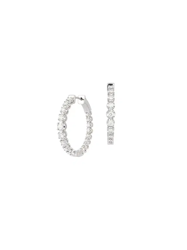 Wish Fine Jewelry 0.89ct Diamond 18K Gold Graduated Hoop Earrings