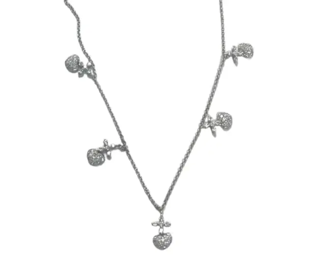Wish Fine Jewelry 0.90cts Diamond 18K Gold Hearts Pendants Necklace