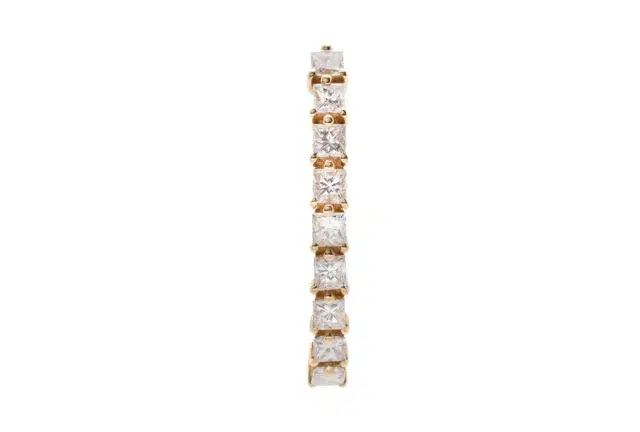 0.90cts Diamond 18K Gold Princess Cut Suspender Bar Earrings