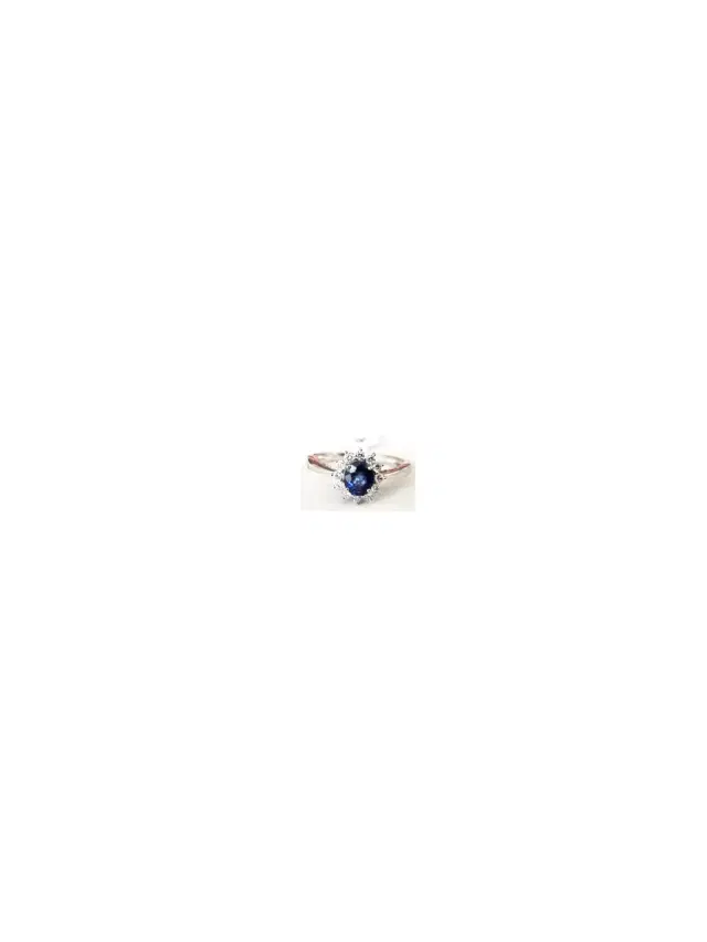 0.91ct Diamond Sapphire 18K Gold Halo Ring