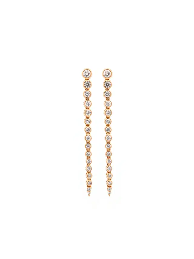 0.94ct Diamond 18K Gold Graduated Dangle Drop Earrings