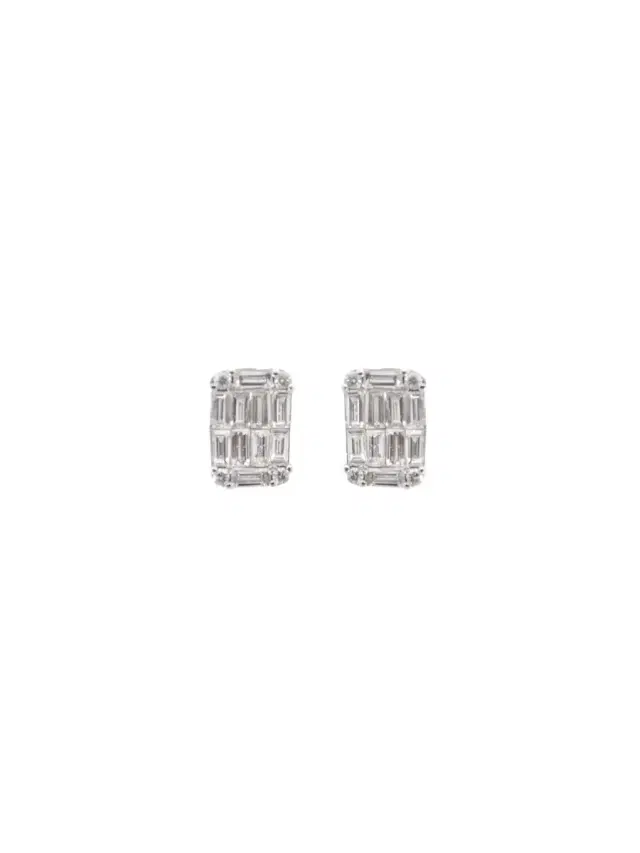 Wish Fine Jewelry 0.94ct Diamond 18K Gold Rectangular Illusion Set Earrings