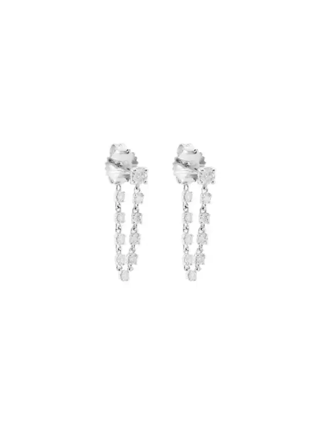 0.96ct Diamond 14K Gold Draped Chain Earrings