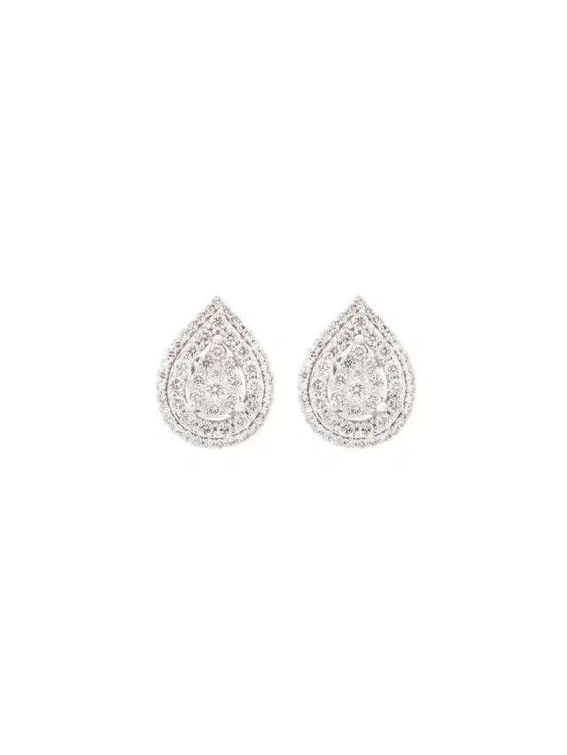 Wish Fine Jewelry 1.00ct Diamond 14K Gold Pear Cluster Stud Earrings