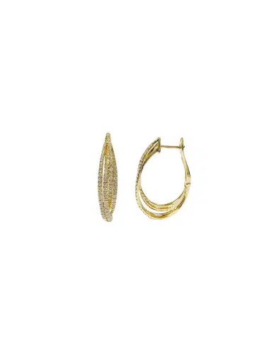 Wish Fine Jewelry 1.00ct Diamond 18K Gold Multi Hoop Earrings | Thumbnail 1