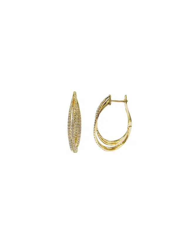 Wish Fine Jewelry 1.00ct Diamond 18K Gold Multi Hoop Earrings