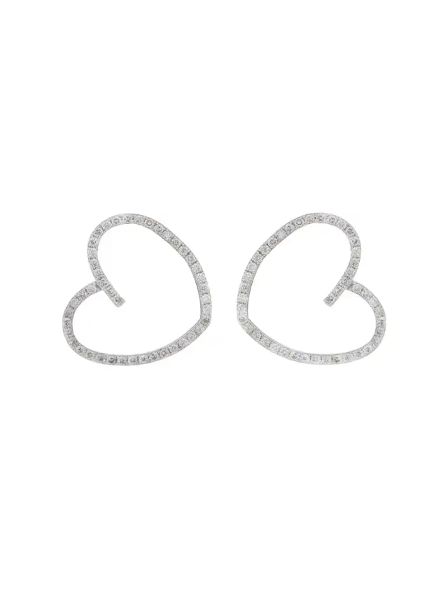 1.00ct Diamond 18K Gold Open Heart Earrings