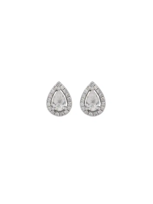Wish Fine Jewelry 1.00ct Diamond 18K Gold Pear Halo Stud Earrings