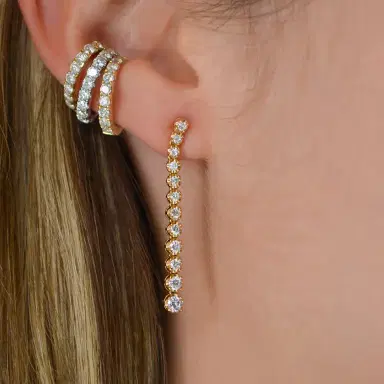 Wish Fine Jewelry 1.00ct Diamond 18K Gold Graduated Tennis Earrings | Thumbnail 4 Wish Fine Jewelry 1.00ct Diamond 18K Gold Graduated Tennis Earrings | Thumbnail 4