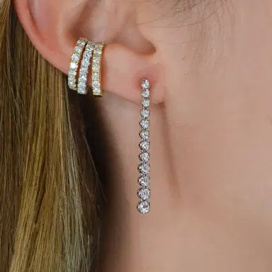 Wish Fine Jewelry 1.00ct Diamond 18K Gold Graduated Tennis Earrings | Thumbnail 5 Wish Fine Jewelry 1.00ct Diamond 18K Gold Graduated Tennis Earrings | Thumbnail 5