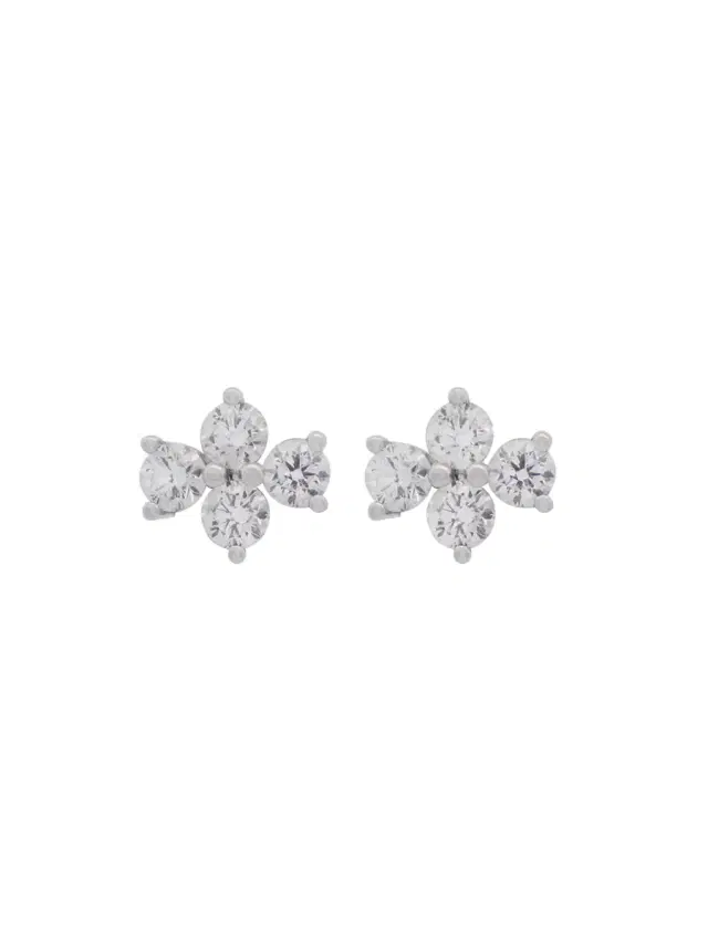 1.02ct Diamond 18K Gold Four Stone Cluster Earrings