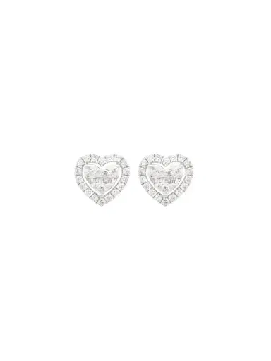 Wish Fine Jewelry 1.04ct Diamond 18K Gold Cluster Heart Stud Earrings | Thumbnail 1