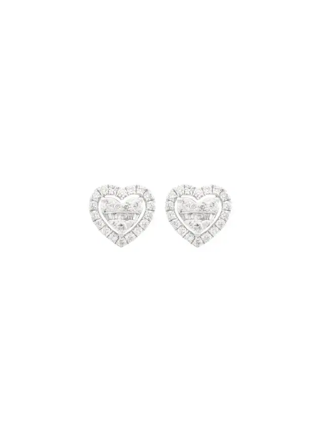 Wish Fine Jewelry 1.04ct Diamond 18K Gold Cluster Heart Stud Earrings