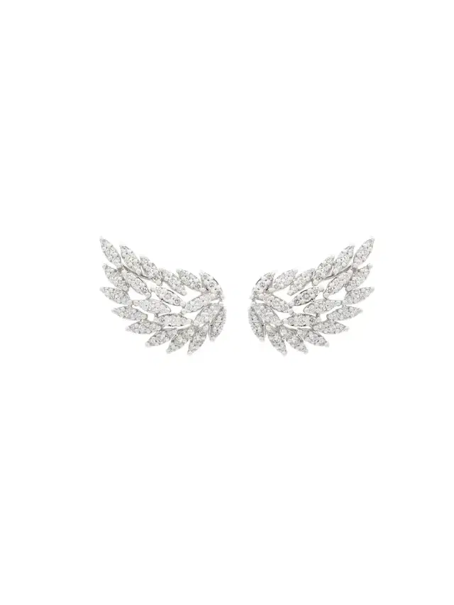 Wish Fine Jewelry 1.06ct Diamond 18K Gold Wing Climber Earrings