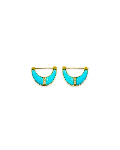 Wish Fine Jewelry 1.06ct Turquoise Diamond 18K Gold Hoop Earrings | Thumbnail 1 Wish Fine Jewelry 1.06ct Turquoise Diamond 18K Gold Hoop Earrings | Thumbnail 1