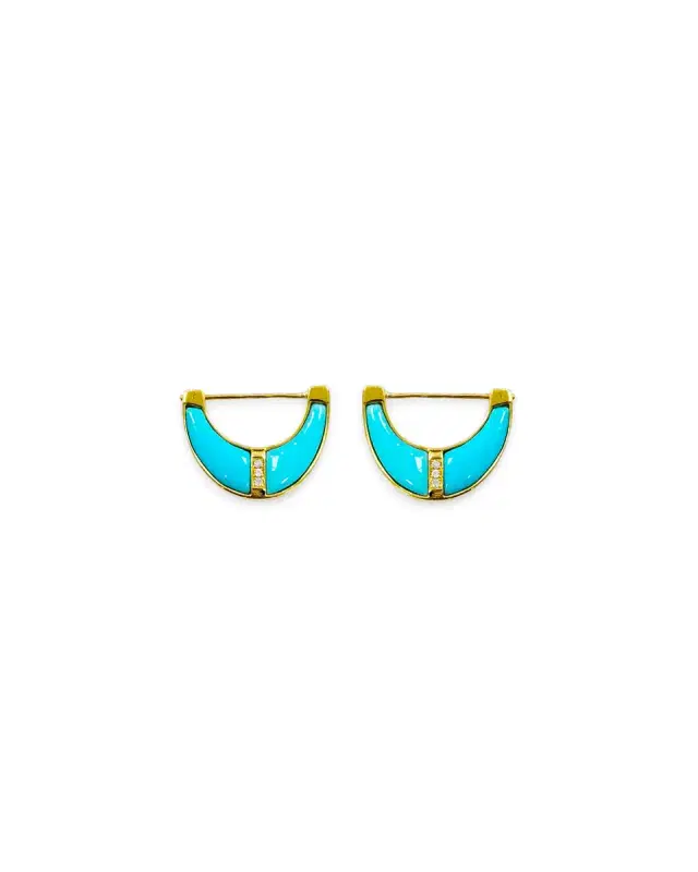 Wish Fine Jewelry 1.06ct Turquoise Diamond 18K Gold Hoop Earrings