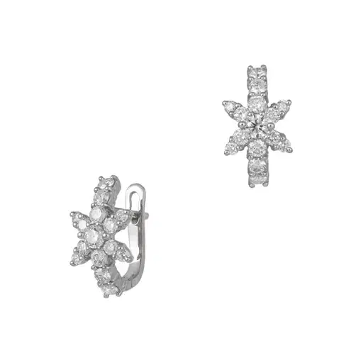 1.10ct Diamond 18K Gold Star Hoop Earrings