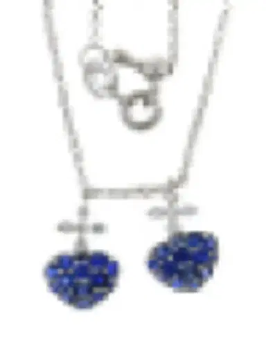 Wish Fine Jewelry 1.10ct Diamond Blue Sapphire Cluster Heart 18K Gold Necklace | Thumbnail 1