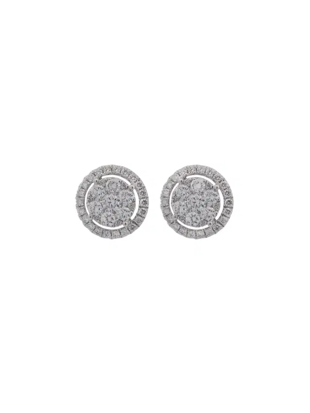 1.15ct Diamond 18K Gold Halo stud Earrings