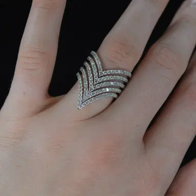 Wish Fine Jewelry 1.15ct Diamond 18K Gold Multi Row V ring | Thumbnail 4 Wish Fine Jewelry 1.15ct Diamond 18K Gold Multi Row V ring | Thumbnail 4