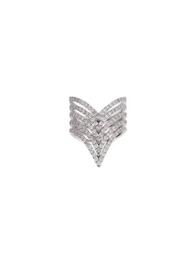 Wish Fine Jewelry 1.15ct Diamond 18K Gold Multi Row V ring | Thumbnail 1 Wish Fine Jewelry 1.15ct Diamond 18K Gold Multi Row V ring | Thumbnail 1