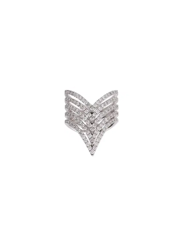 1.15ct Diamond 18K Gold Multi Row V ring