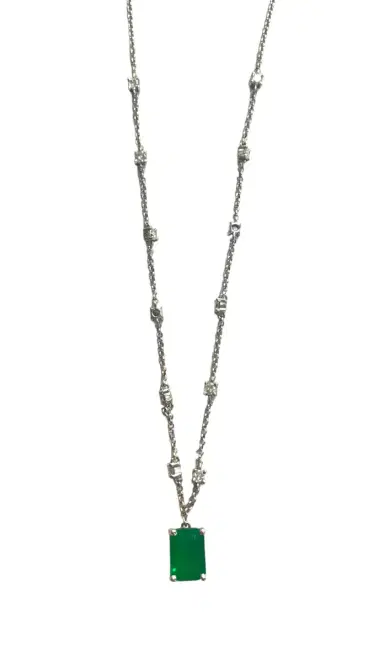 Wish Fine Jewelry 1.15cts Emerald Pendand Diamond 18K Gold Necklace | Thumbnail 1 Wish Fine Jewelry 1.15cts Emerald Pendand Diamond 18K Gold Necklace | Thumbnail 1