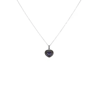 Wish Fine Jewelry 1.16ct Diamond Tanzanite 14K Gold Heart Pendant Necklace | Thumbnail 1