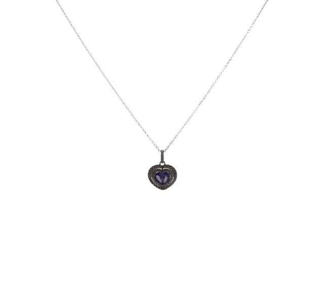 Wish Fine Jewelry 1.16ct Diamond Tanzanite 14K Gold Heart Pendant Necklace