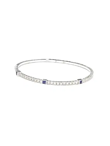 Wish Fine Jewelry 1.17ct Blue Sapphire Diamond 14K Gold Bangle Bracelet | Thumbnail 1 Wish Fine Jewelry 1.17ct Blue Sapphire Diamond 14K Gold Bangle Bracelet | Thumbnail 1
