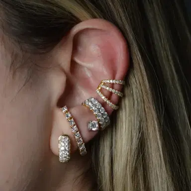Wish Fine Jewelry 1.20ct Diamond 18K Gold Chunky Pave Huggie Hoop Earrings | Thumbnail 4 Wish Fine Jewelry 1.20ct Diamond 18K Gold Chunky Pave Huggie Hoop Earrings | Thumbnail 4