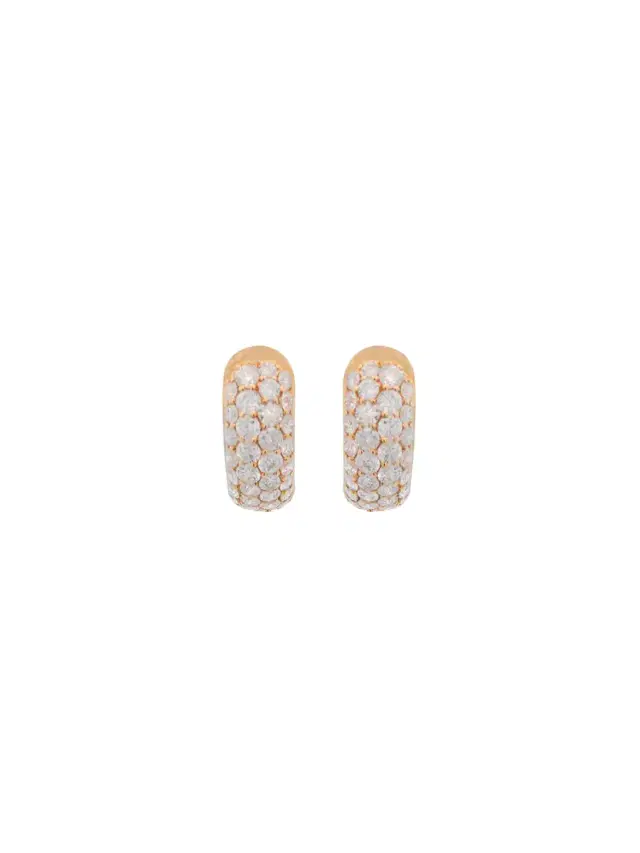 Wish Fine Jewelry 1.20ct Diamond 18K Gold Chunky Pave Huggie Hoop Earrings