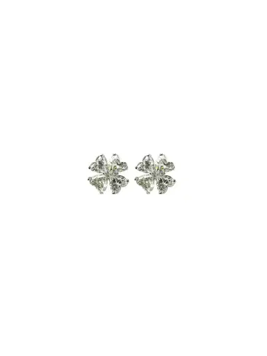 Wish Fine Jewelry 1.20ct Diamond 18K Gold Heart Cut Clover Stud Earrings | Thumbnail 1 Wish Fine Jewelry 1.20ct Diamond 18K Gold Heart Cut Clover Stud Earrings | Thumbnail 1