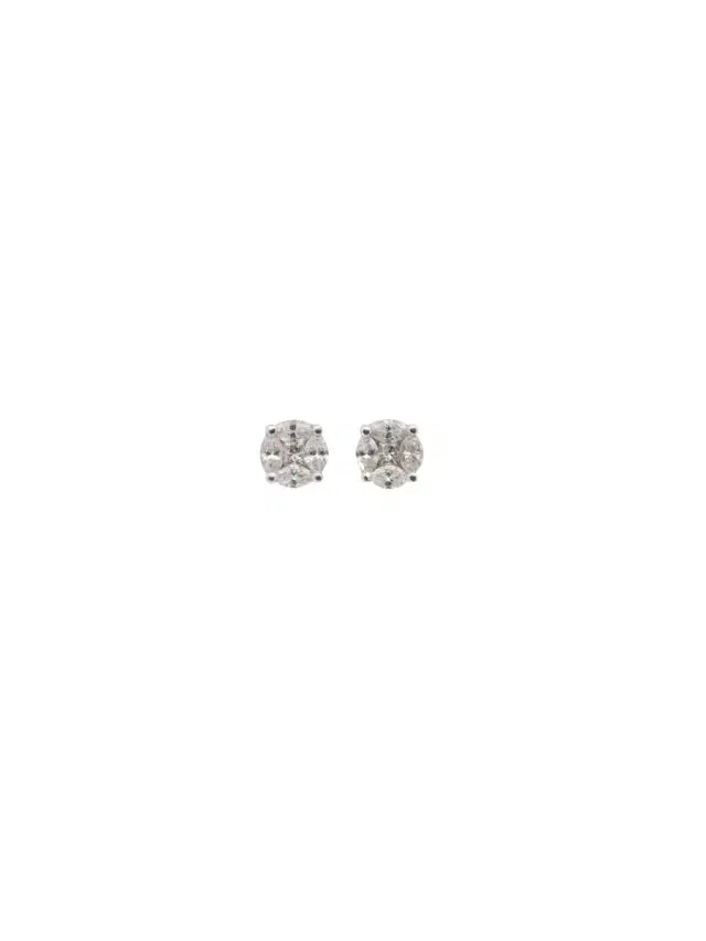 Wish Fine Jewelry 1.20ct Diamond 18K Gold Illusion Set Stud Earrings