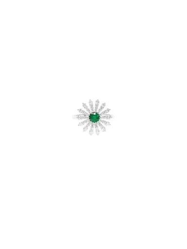 Wish Fine Jewelry 1.24ct Diamond Emerald 18K Gold Sunburst Ring | Thumbnail 1 Wish Fine Jewelry 1.24ct Diamond Emerald 18K Gold Sunburst Ring | Thumbnail 1