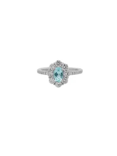 Wish Fine Jewelry 1.25ct Diamond Paraiba Tourmaline Platinum Halo Ring | Thumbnail 1 Wish Fine Jewelry 1.25ct Diamond Paraiba Tourmaline Platinum Halo Ring | Thumbnail 1