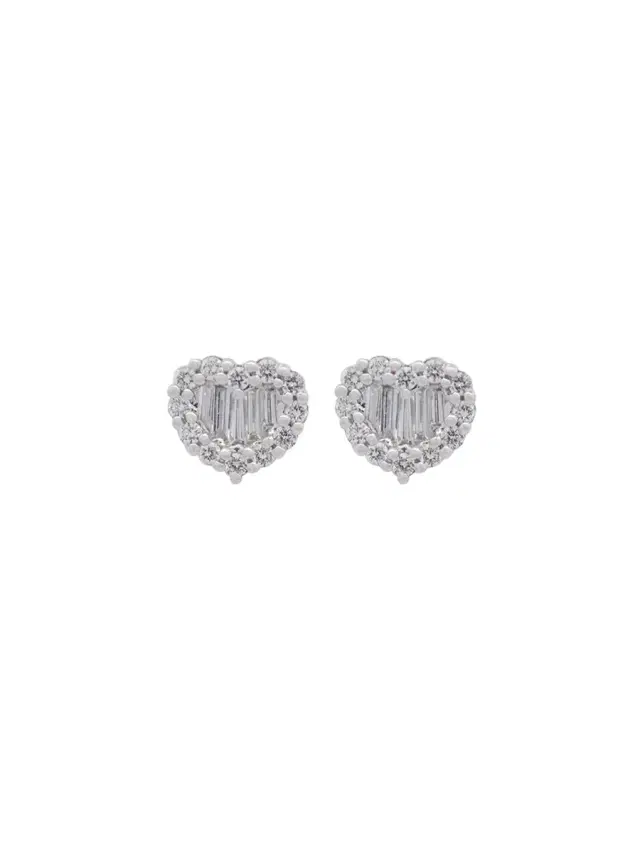 Wish Fine Jewelry 1.27ct Diamond 18K Gold Heart Baguette illusion Earrings