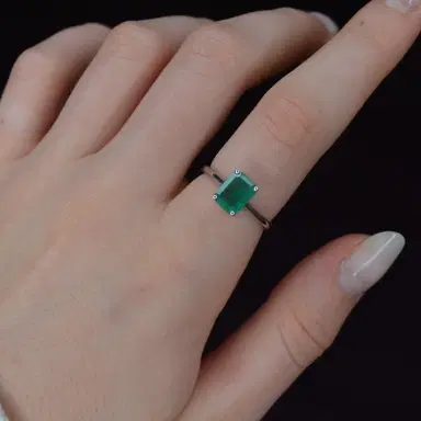 Wish Fine Jewelry 1.30ct Diamond 18K Gold Emerald Cut Solitaire Ring | Thumbnail 2 Wish Fine Jewelry 1.30ct Diamond 18K Gold Emerald Cut Solitaire Ring | Thumbnail 2