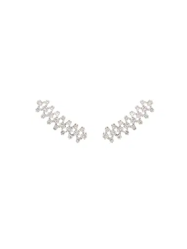 Wish Fine Jewelry 1.30ct Diamond 18K Gold Princess Cut Climber Earrings | Thumbnail 1