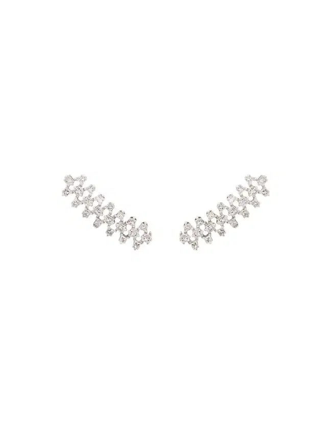 1.30ct Diamond 18K Gold Princess Cut Climber Earrings