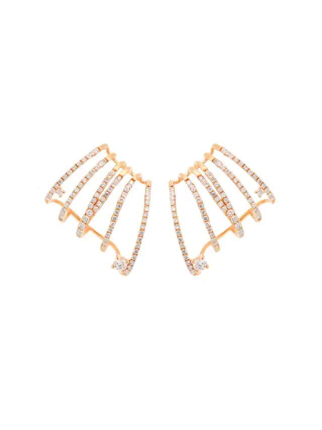 Wish Fine Jewelry 1.32ct Diamond 18K Gold Climber Earrings