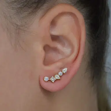 Wish Fine Jewelry 1.34ct Diamond 18K Gold Multishape Climber Earrings | Thumbnail 4 Wish Fine Jewelry 1.34ct Diamond 18K Gold Multishape Climber Earrings | Thumbnail 4
