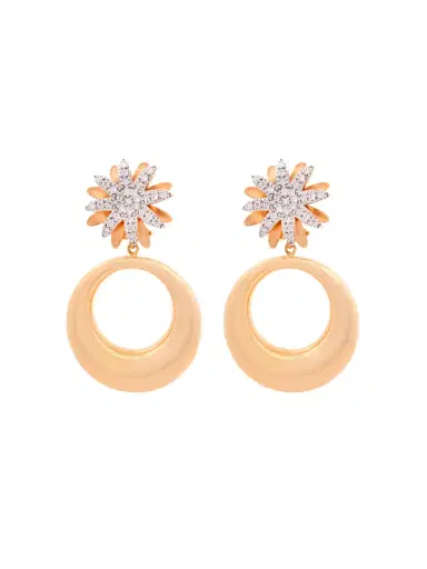 Wish Fine Jewelry 1.35ct Diamond 18K Gold Statement Flower Dangle Earrings | Thumbnail 1
