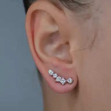 Wish Fine Jewelry 1.38ct Diamond 18K Gold Multi Shaped Climber Earrings | Thumbnail 3 Wish Fine Jewelry 1.38ct Diamond 18K Gold Multi Shaped Climber Earrings | Thumbnail 3