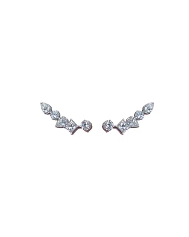 Wish Fine Jewelry 1.38ct Diamond 18K Gold Multi Shaped Climber Earrings