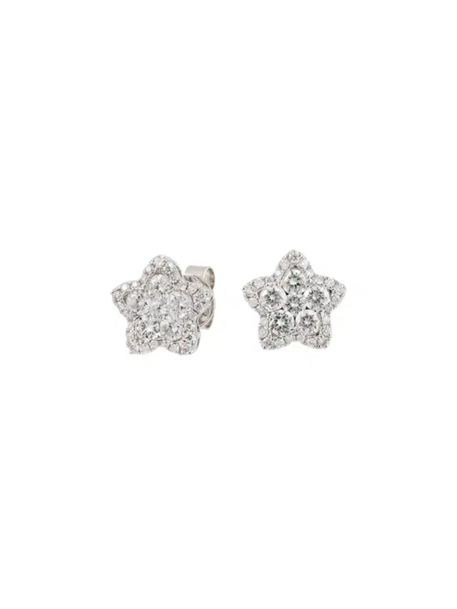 Wish Fine Jewelry 1.39ct Diamond 18K Gold Star Shaped Earrings