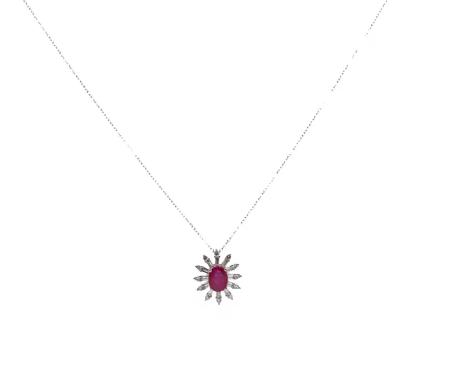 1.43ct Diamond Ruby 14K Gold Stardust Pendant Necklace