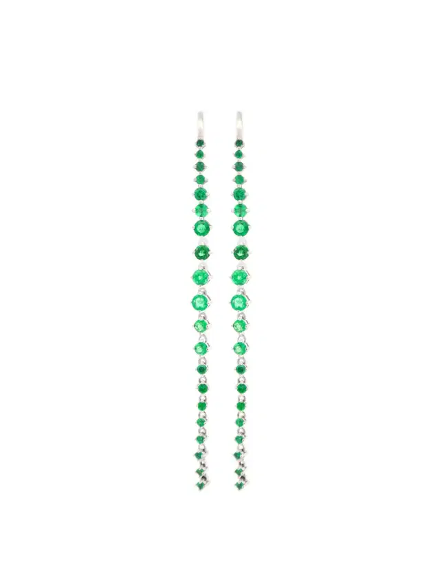 Wish Fine Jewelry 1.50ct Emerald 18K Gold Linear Cascade Earrings