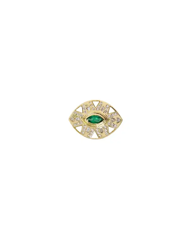 Wish Fine Jewelry 1.55ct Diamond Agate Emerald 14K Gold Ring