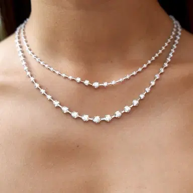 Wish Fine Jewelry 1.58ct / 4.16ct Diamond 18K Gold Graduated Link Tennis Necklace | Thumbnail 4